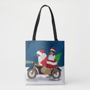 Bolsa Tote Pastor australiano Papai Noel Natal