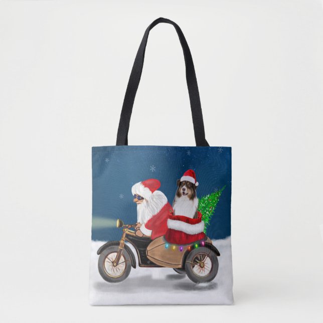 Bolsa Tote Pastor australiano Papai Noel Natal (Frente)