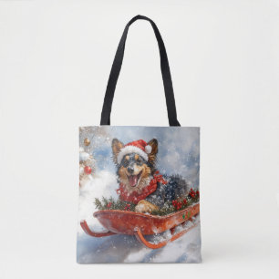 Bolsa Tote Pastor belga em Sledge Deixem nevar o Natal
