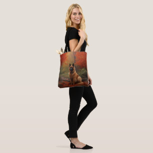 Bolsa Tote Pastor Belga entre Folhas de Outono Caem Inspiraçã