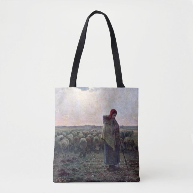 Bolsa Tote Pastor com seu bando, Jean-Francois Millet (Frente)