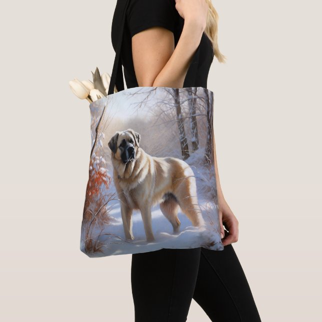 Bolsa Tote Pastor da Anatólia Deixe Nevar Natal (Close Up)