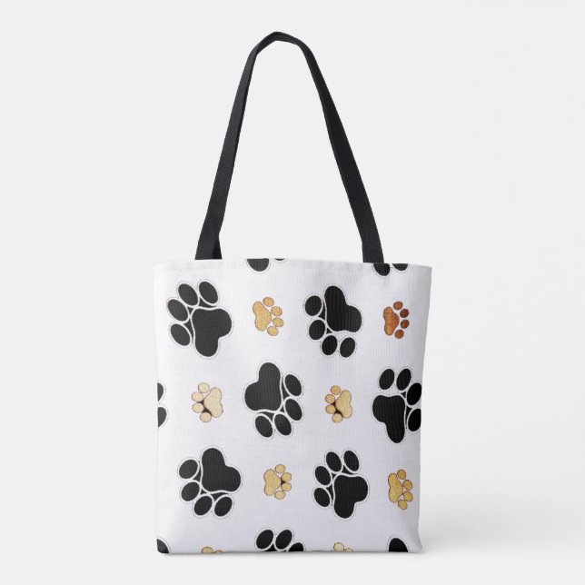 Bolsa Tote Pata canina preta e bronzeada branca (Verso)