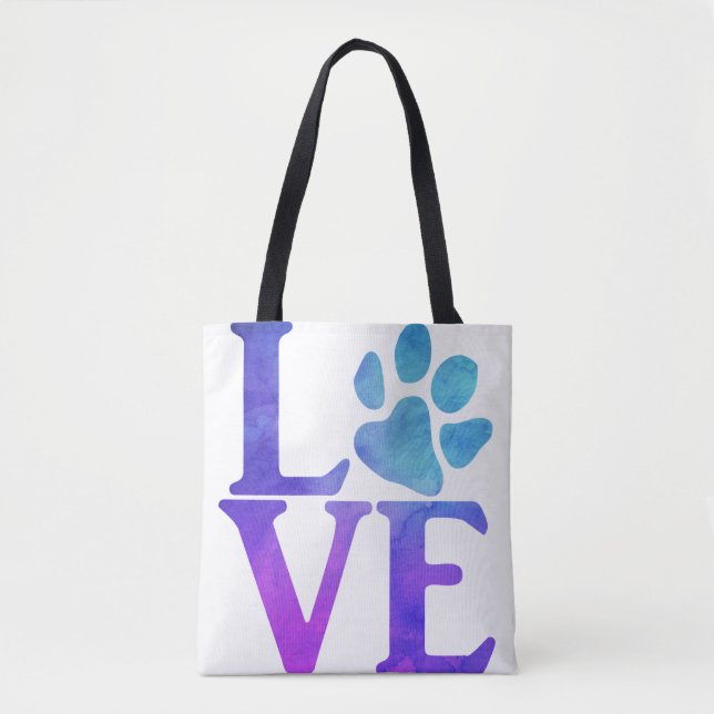 Bolsa Tote Pata de Amor Azul Clássico e Roxo (Frente)