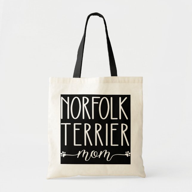 Bolsa Tote Pata do Cão Imprima Norfolk Terrier Mãe (Frente)
