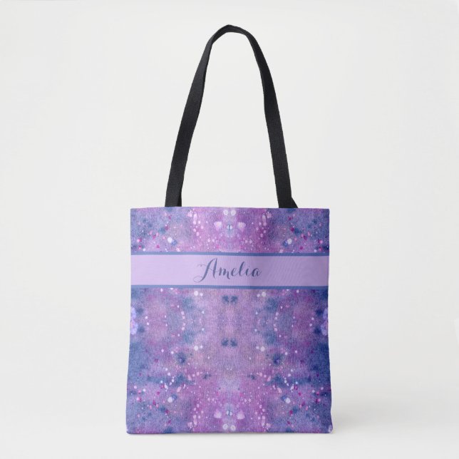Bolsa Tote Patamares de pintura com Lavanda roxa rosa (Frente)