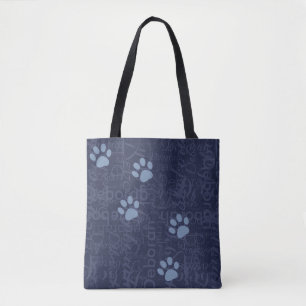 Bolsa Tote patas de animais de estimação com um padrão de nom