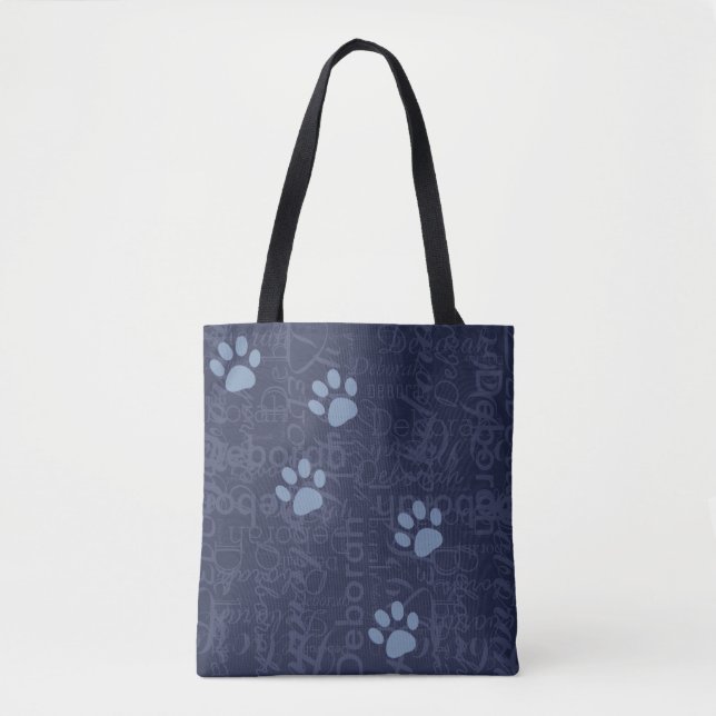 Bolsa Tote patas de animais de estimação com um padrão de nom (Frente)