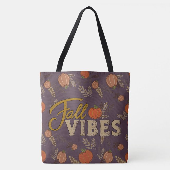 Bolsa Tote Patch da Abóbora de outono das Vibes (Frente)