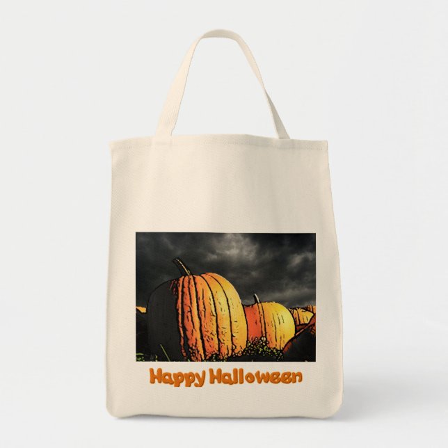 Bolsa Tote Patch da abóbora do Halloween (Frente)