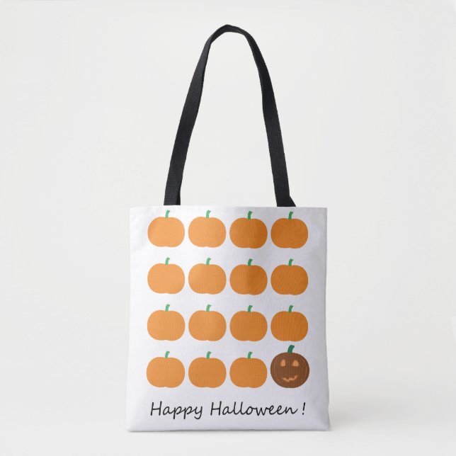 Bolsa Tote Patch de Abóbora Feliz Halloween (Frente)