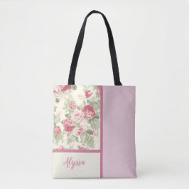 Bolsa Tote Patch do Vintage Pink e Rosa vermelha