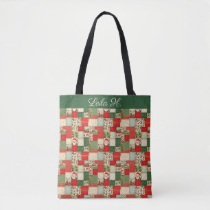 Bolsa Tote Patches de Natal