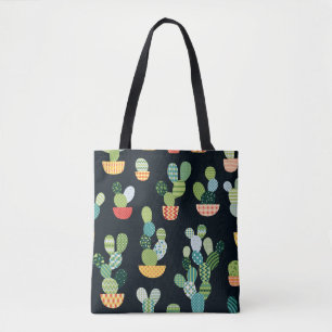 Bolsa Tote Patchwork Cactus Vegetais sem Olhos Padrão