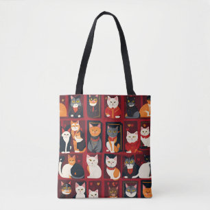Bolsa Tote patchwork cats Ai art tobag