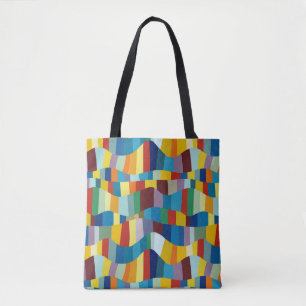 Bolsa Tote Patchwork de cor ondulada de abstrato 291020