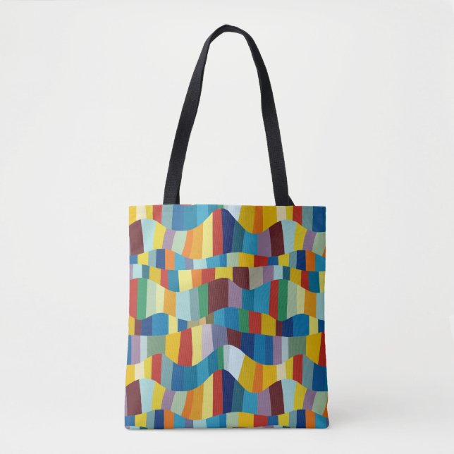 Bolsa Tote Patchwork de cor ondulada de abstrato 291020 (Frente)