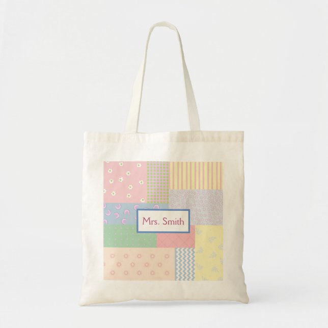 Bolsa Tote Patchwork de Pastel (Frente)
