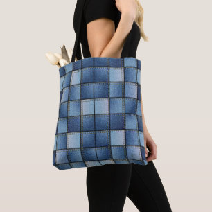 Bolsa Tote Patchwork do Faux Denim