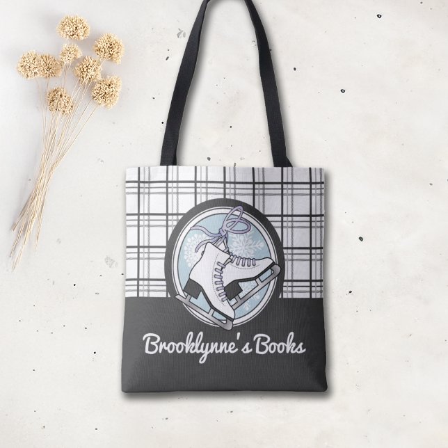 Bolsa Tote Patinação de gelo Moderna do Tartan Personalizada (Criador carregado)