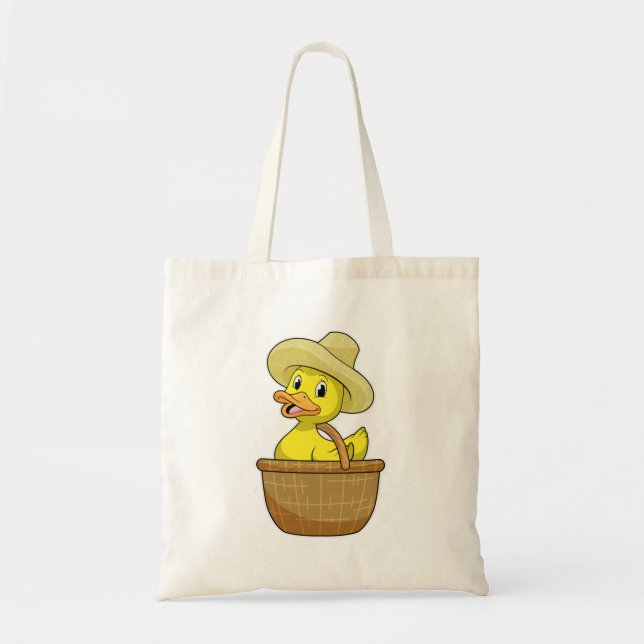 Bolsa Tote Pato como agricultor com cesto (Frente)