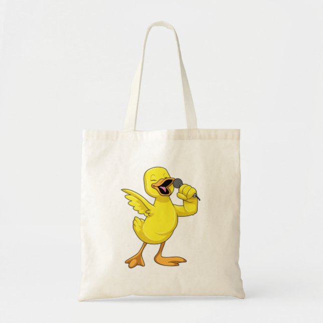 Bolsa Tote Pato como Cantor com Microfone (Frente)