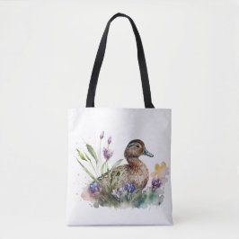 Bolsa Tote Pato De Aquarela Em Flores