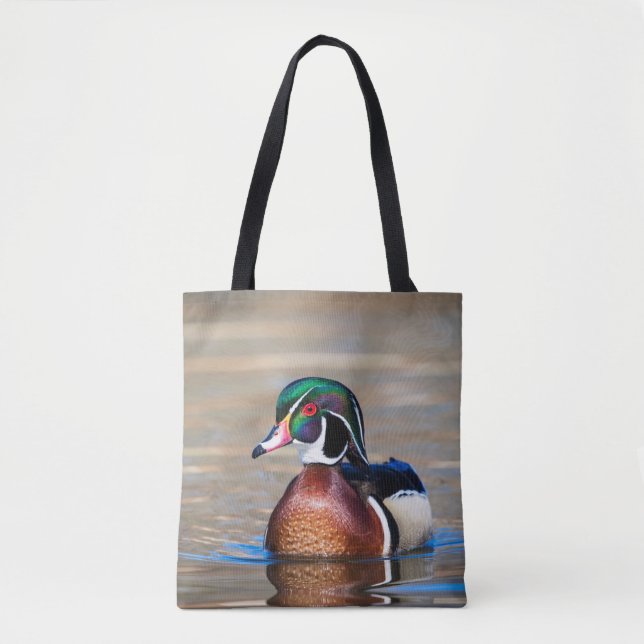 Bolsa Tote Pato de madeira num lago (Frente)