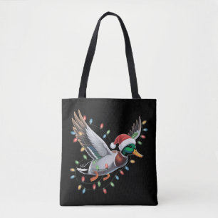 Bolsa Tote Pato do Papai Noel Voador Luzes de Natal Temporada