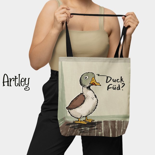 Bolsa Tote Pato Engraçado Escandinavo Desenho de Humor Nórdic (Criador carregado)