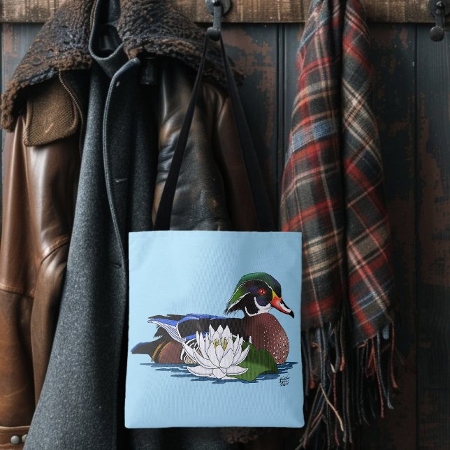 Bolsa Tote Pato Madeira Colorido Lírio D'Água Vida Selvagem A (Criador carregado)