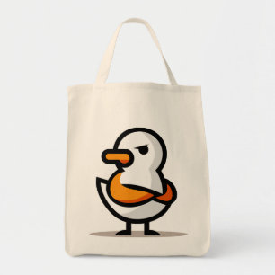 Bolsa Tote Pato Mal-Humorado Mascote Minimalista de Desenho A