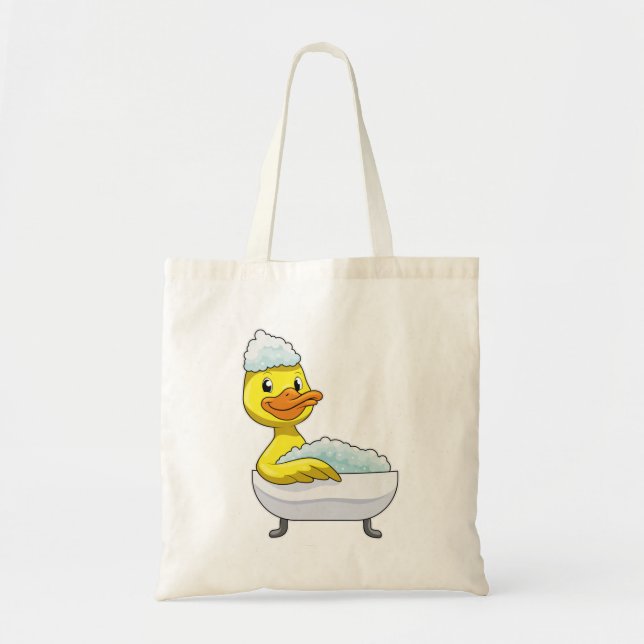 Bolsa Tote Pato no banho com banheira e espuma (Frente)