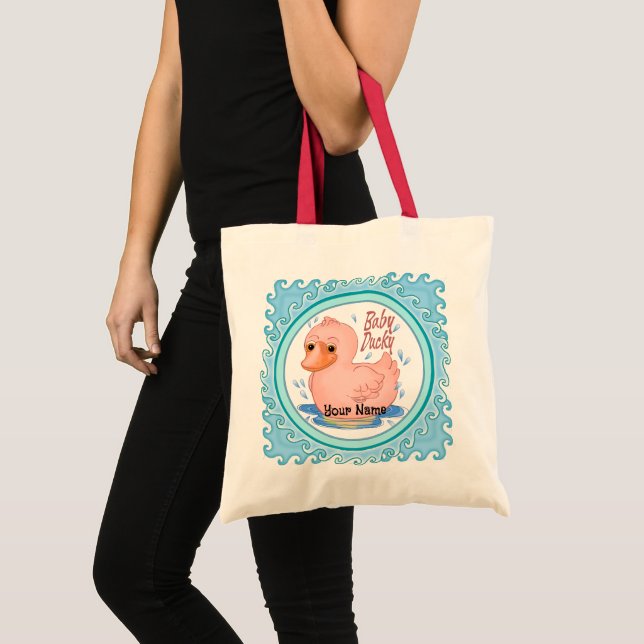 Bolsa Tote Pato rosa de borracha (Frente (produto))