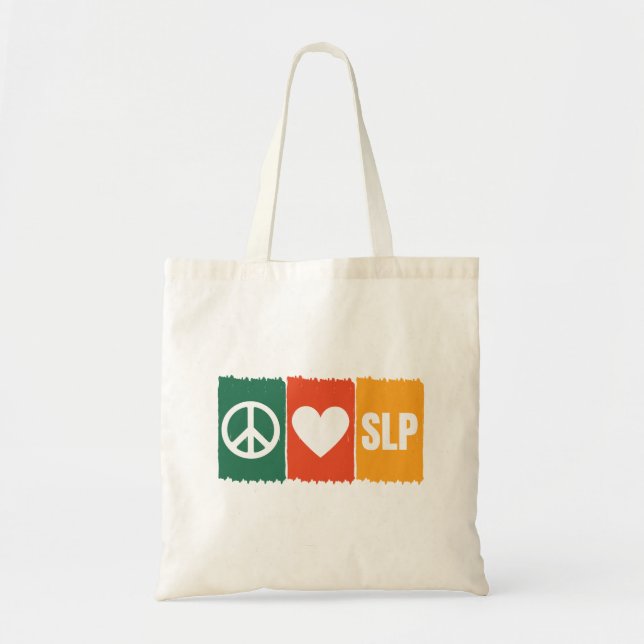 Bolsa Tote Patologista de Discurso Slip Peace Love (Frente)