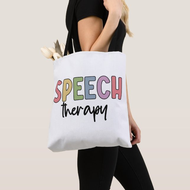 Bolsa Tote Patologista de Fala de Terapia de Voz SLP presente (Close Up)