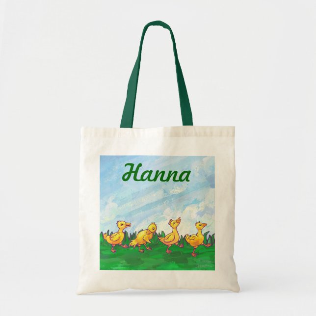 Bolsa Tote Patos em um Saco de Tote Personalizado em Linha (Frente)