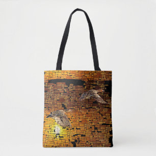 Bolsa Tote Patos Solares Selvagens Em Fundo De Pedra