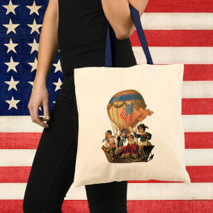 Bolsa Tote Pátria Vintage, Crianças em um Balão de Ar Quente
