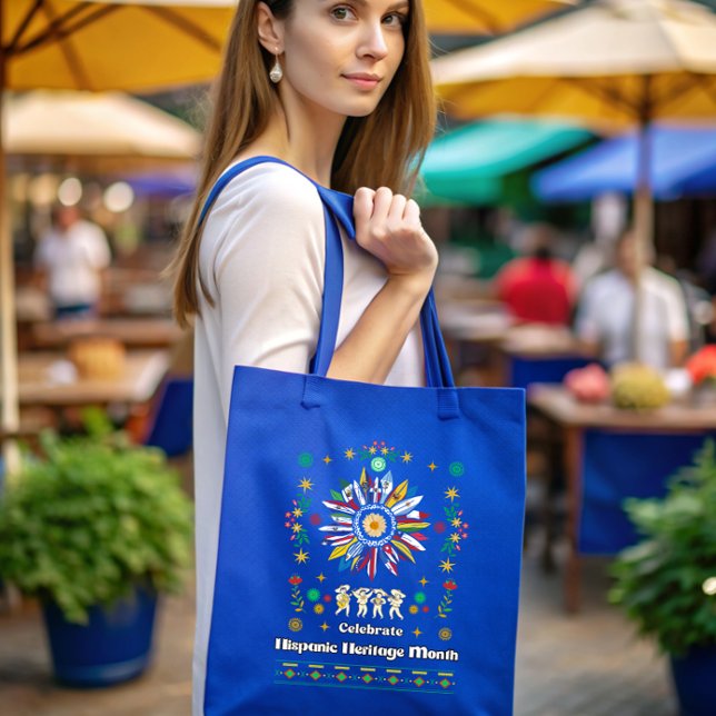 Bolsa Tote Patrimônio Hispânico Mês Latino Flagres girassol D (Criador carregado)