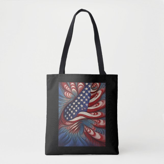 Bolsa Tote Patriotic American Flag Fractal (Frente)