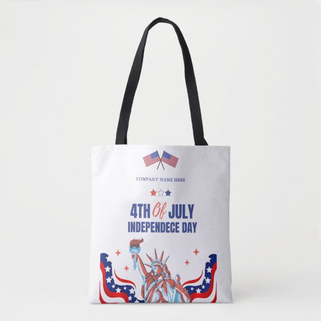 Bolsa Tote Patriotic Business Name Custom 4 de julho (Frente)