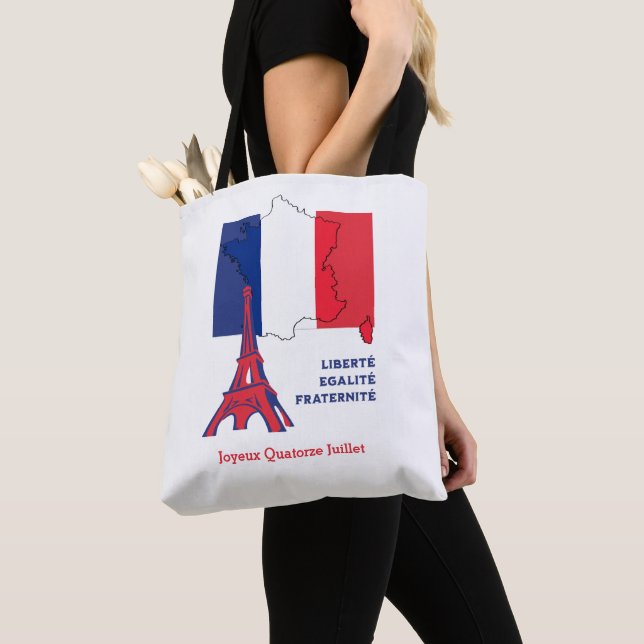 Bolsa Tote Patriotic French Flag BASTILLE DAY (Close Up)