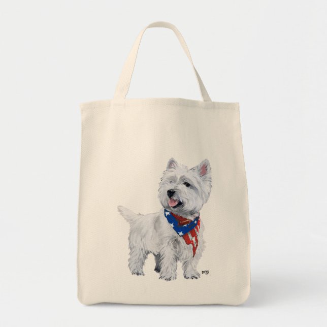 Bolsa Tote Patriótico Terrier Branco de West Highland (Frente)