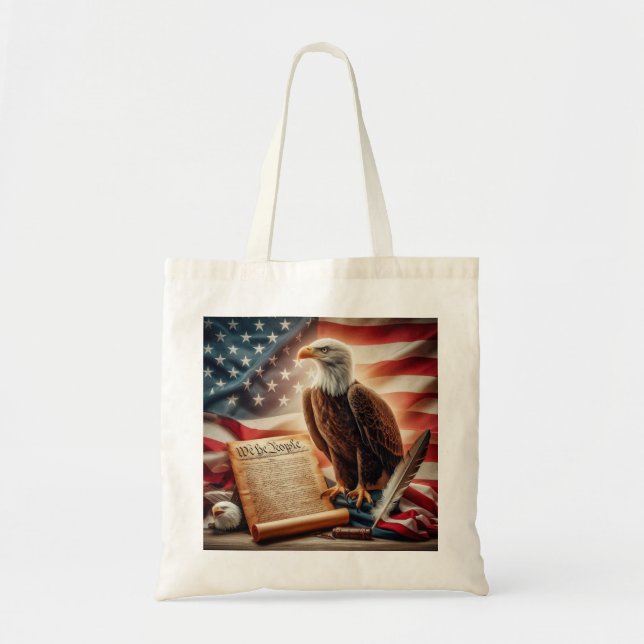 Bolsa Tote Patriotismo Americano da Águia Bald (Frente)