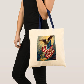 Bolsa Tote Patriotismo Vintage, Águia Patriótica Bandeira Ame