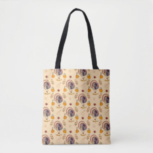 Bolsa Tote Patterno de queda de abóbora na Turquia