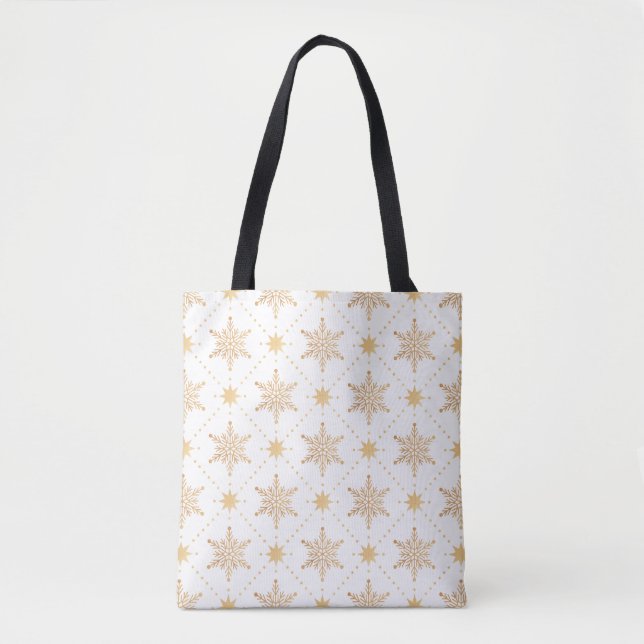 Bolsa Tote Pattterna de Natal do Faux Dourado Faux (Frente)