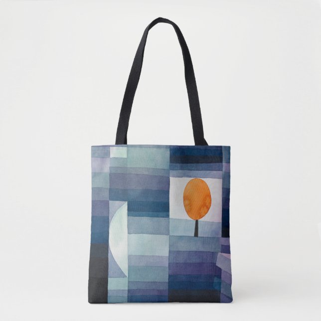 Bolsa Tote Paul Klee Precursor do Outono Azul Moderno Abstrat (Frente)