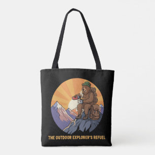 Bolsa Tote Pausa para Café do Urso Andando Fofa Exploração